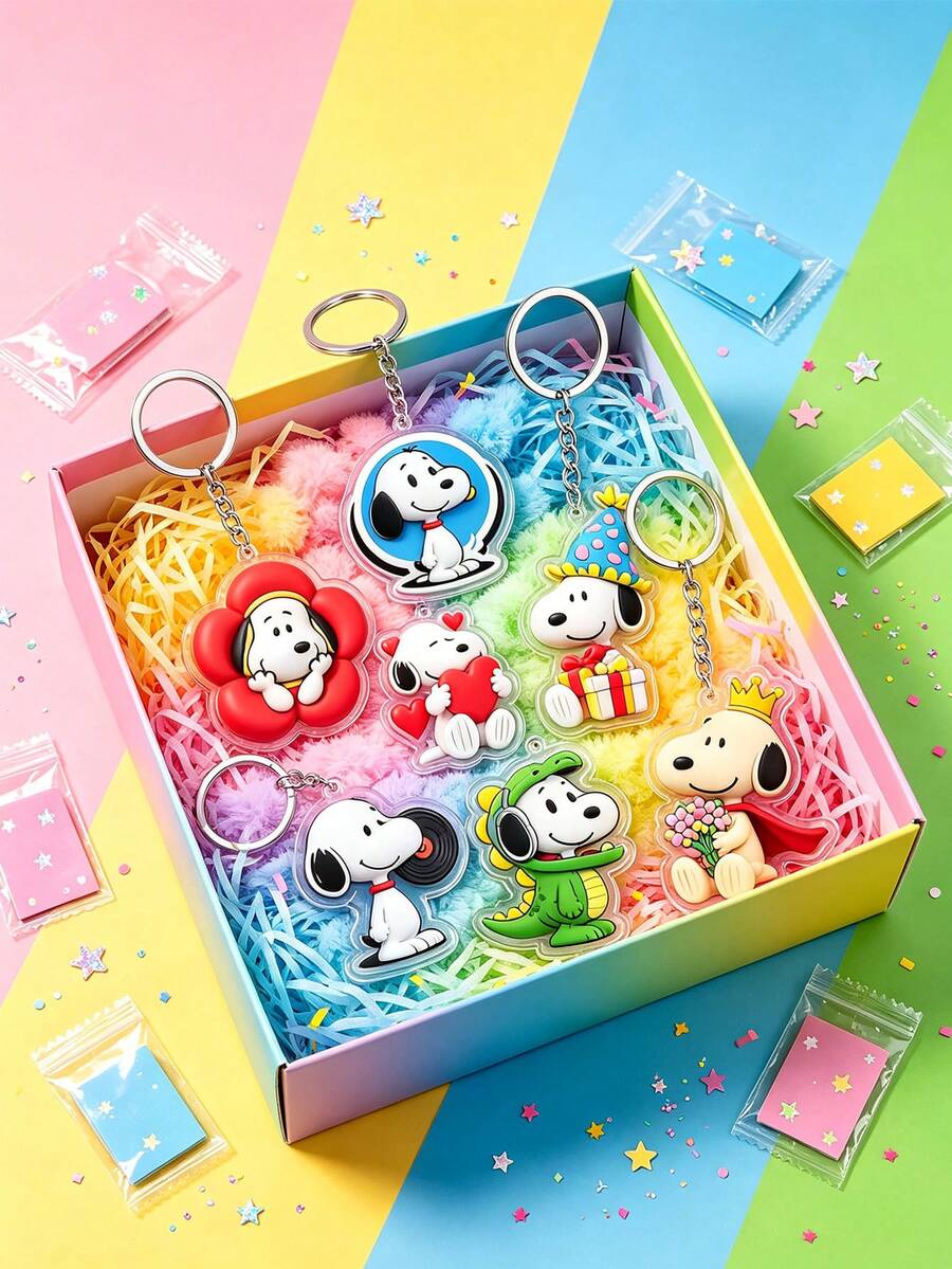 Splendor Themed Acrylic Keychain Multi‑Style Collection, Cute Assorted Character Design Bag Charms, Sturdy Metal Key Ring Pendants For Backpack, Purse And Daily Key Decoration - Multicolor - View 1