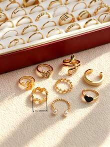 27/45Pcs/Lot Fashion Exquisite Elegant Butterfly Heart Geometric Shaped Rings For Women Men Romantic Datings Gifts Daily Wearing Jewelry Accessories - Drip Oil Flower Small Alloy Ring - View 7