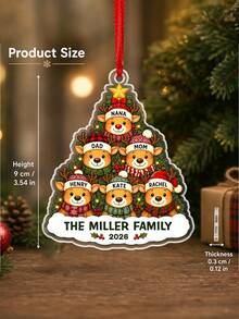 1pc Personalized Reindeer Family Christmas Ornament, Custom Family Name Acrylic Ornament, Reindeer Tree Ornament, Christmas 2026 Family Gift,Christmas Tree Decor,Christmas Gift - Multicolor - View 7