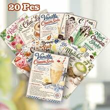 20pcs Watercolor Drink Recipe Cards, Suitable For Cafes, Parties - Colorful English Flashcards With Step-By-Step Drink Guides, Smoothie Lemonade Milk Tea Soda Recipe Collection, Summer Drink Creative Gift - 20 Watercolor Drink Recipe Cards - View 6