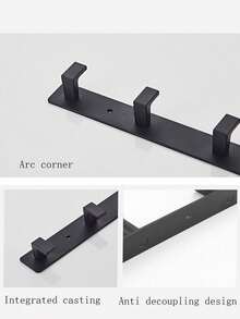 1pc Black Thickened Solid Space Aluminum Hook For Entryway, Bathroom, Wardrobe, Clothes Storage - View 4