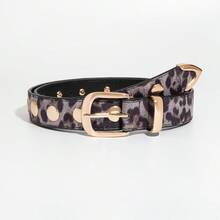 1pc Ladies Gold/Silver Punk Y2K Round Rivet Pin Buckle Jeans Belt, Versatile Accessory For Daily Wear Summer, School Fall, Autumn, Halloween - Multicolor - View 14