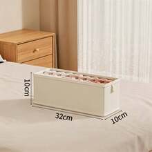 1pc White Foldable Sock Storage Box, Fabric Organizer Bin With Dust Cover, Baby Essentials, Newborn Supplies, Storage Organizer - Multicolor - View 11