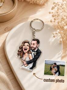 Personalized Photo Cartoon Portrait Keychain,Bag Charm, Custom Image Portrait Accessory, Personalized Wedding Memory Token, Couple Photo Gift - Multi-color - View 1
