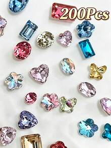 Dopamine Mini Glass Rhinestones For Nails, Face Makeup, Phone Case Crafting -Pointed Back Nail Crystals Gems Stones For Face,Colorful Crystals For Scrapbooking Decor DIY(3-8mm) - Multicolor - View 7
