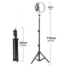 AXNEN 10-Inch LED Ring Light With 43.3-Inch Stable Tripod, Suitable For Photography, Video Shooting, Outdoor Live Streaming, Makeup, Compatible With All Smartphones - Black - View 11