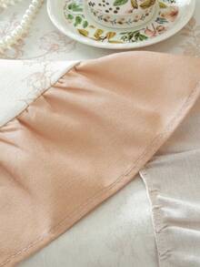 1pc American Vintage Pastoral Style Round Polyester Cotton Tablecloth, Pleated Ruffle Edge, Suitable For Outdoor Dining Table, Camping Picnic, Farmhouse Daily Decor, Home Tablecloth Decoration Fabric - Apricot - View 7