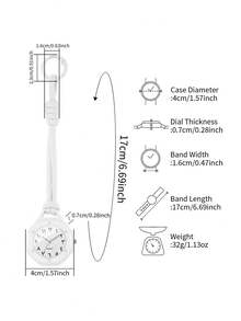 Women's Casual Backpack Hanging Watch With Arabic Numeral Dial, Portable Quartz Watch, Minimalist Style Keychain Hanging Watch, Gift For Friends (1pc/Set) Watch Box Not Included - White - View 4