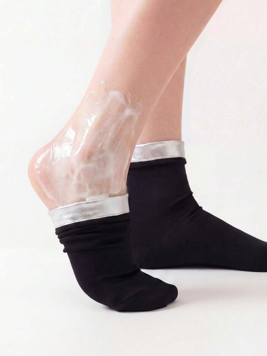 1Pc Pink Reusable Spa Foot Care Socks, Home Travel Foot Treatment Accessory,Travel Essentials,Foot Care,Back To School,Fall - Moisturizing Foot Sleeves - View 1