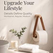 Wooden Toilet Paper Holder, Vintage Design With Screws, Multi-Functional Wooden Towel Rack, Wall-Mounted Rustic Style Paper Roll Holder, Bathroom Decor, Wooden Faux Leather Wall-Mounted Toilet Paper Holder, Storage Organizer Rack - Multicolor - View 8