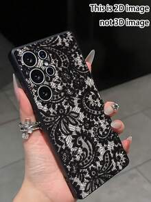 1pc Creative Personalized Lace Flower Anti-Drop Anti-Slip Black Phone Case Protective Cover Compatible With Galaxy A04e/A05s/A13/A14/A15/A34/A35/A50/A52/A53/A54/S21/S22/S23/S24/S25/S25Ultra, This Is 2D Image Not 3D, International Version Not Local Version, Please Note There May Be Slight Color Difference Due To Photography - Black - View 7