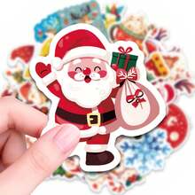 50pcs PP-Mj24 Cake Christmas Stickers, Diverse Designs, Enhance Thinking And Creative Action Ability, Art Supplies, Children Sticker Toys - Multicolor - View 2