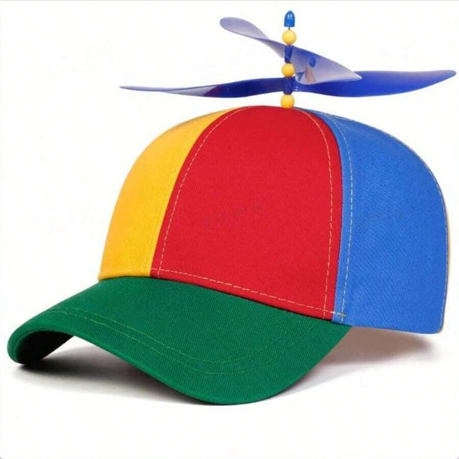 1pc Men's Windmill Baseball Cap, Fashionable Cartoon Hat, Outdoor Sun Protection Casual Hat, Spring/Autumn Travel Beach Vacation - Multicolor - View 1