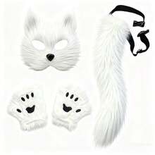 Premium Fox Tail Cosplay Toy Cat Ears And Tail Set Fox Japanese Handmade Cosplay Cat Girl Accessories Ribbon Headband - Multicolor - View 4