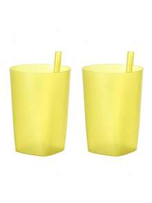 4pcs/Set Customized Plastic Water Cups With Built-In Straws, 12.17oz Portable Drinking Cups, Random Colors, Personalized Tumblers For Parties And Family Gatherings - Multicolor - View 24