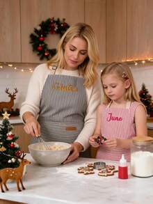 Custom Name Embroidered Cooking Apron With Pockets, Kitchen Apron For Adults & Kids, Perfect Holiday Gift For Mom, Cooking Lovers & Little Chefs - Multicolor - View 4