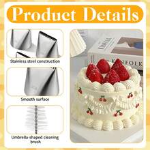 Extra Large 3Pcs Piping Tips Set, Stainless Steel Icing Nozzles Kit, Cake Cupcake Decorating Tool With Brush - Silver - View 3