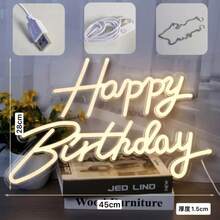 1pc Happy Birthday LED Neon Sign, Acrylic Material, Holiday Wall Decor, Suitable For Home Party And Dorm Room Wall Decoration, USB Powered, Ideal Choice For Birthday Party Theme - Happy Birthday Light Board - View 8