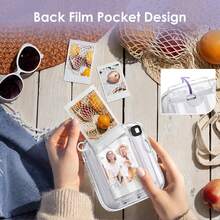 Camera Protective Case Set (Crystal Shell + Lanyard + Stickers) Compatible With In-Stax Mini 13 Transparent Crystal Protective Cover Anti-Drop Transparent Outer Shell With Back Pocket + Crossbody Lanyard PVC Material Resistant To Yellowing And Abrasion Camera Photography Accessories Multiple Colors Available Instant Camera Protective Case - View 2