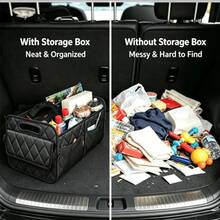 1pc Car Trunk Organizer Box, Car Storage Container, 6-Compartment Storage Bag, Car Accessories, Car Storage, Luggage Compartment, Trunk - View 4