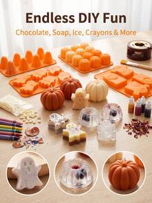 Creative Ghost & Pumpkin Shaped Silicone Baking Molds, Easy Release, Heat Resistant, Microwave, Oven, Air Fryer , Suitable For Candy, Chocolate, Pastry, Jelly, Pudding, Ice Cream, Cake Decoration, Perfect Kitchen Tool - Multicolor - View 2