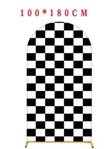 1pc/65pcs 2D Flat Chiara Arch Racing Backdrop - Durable Lycra Spandex Fabric, Black & White Checkered - Suitable For Event And Party Decoration (Stand Not Included) - Multicolor - View 17
