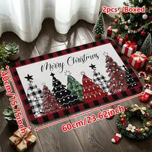 1/2/3pcs Christmas Theme Kitchen Rug, Flannel Kitchen Rug Christmas Tree Pattern Soft Absorbent Non-Slip Machine Washable Multi-Functional Floor Mat Suitable For Entrance, Living Room, Bedroom, Kitchen, Dining Room, Bathroom, Yard, Hallway, Home And Holiday Decoration - Multicolor - View 15