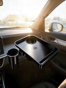 1pc Multi-Function Car Cup Holder Tray, 360° Rotating Car Dining Table, Dual Cup Holder Design, Adjustable Car Food & Snack Tray, Universal Car Interior Accessory - General - View 6