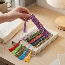 1pc Random/3pcs Random/Colorful Glitter Acrylic Tassel DIY Bookmark, Premium Quality, High Aesthetic Value, Page Marker, Reading Stationery, Gift For Book Lovers - Multi-color - View 3