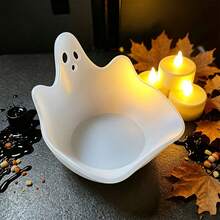 1pc Ghost Shaped Decorative Bowl, Cute Ghost Figurine Storage Tray, Multi-Functional Candy & Snack Tray, Suitable For Desk, Bathroom, Bedroom, Entryway, Office/Storage For Keys, Candy, Jewelry, Small Items, Halloween Autumn Harvest Tabletop Decor, Home Desktop Decorative Dish, Party Holiday Small Item Storage Container - View 1