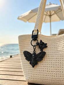 Dark Wind Bat Cross Keychain, Skeleton Dark Rose Pendant, Creative Bag Pendant, Unique Keychain, Halloween Element Pendant, Back To School, Birthday Party, Christmas Gift, Easter, Valentine's Day - Multicolor - View 5