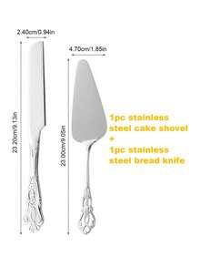 1pc/2pcs Vintage Stainless Steel Royal Cake Set, Cake Knife And Cake Server, Suitable For Dishwashing, Graduation, Party, Holiday, Travel, Gift - Multicolor - View 5