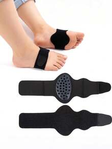 1 Pair Black Unisex One Size Arch Support Shock Absorbing Invisible Half-Size Shoe Insoles - Black - View 1