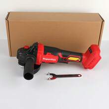 SuperPan 18V Brushless Lithium Battery Angle Grinder 660W Power 3-Speed Adjustable 125mm Grinding Disc M14 Spindle Metal Stone/Cutting/Carry Removal/Polishing/Home Decor/Construction Site Multi-Function Rechargeable Grinder (Hanya Alat - Baterai Tidak Termasuk) - Merah - View 8