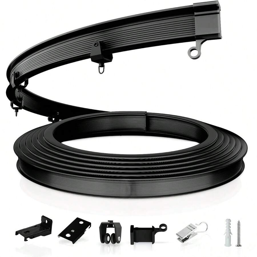 Quiet Flexible Bendable Curtain Track For Ceiling And Wall Mount Room Divider Curtains, Easy Glide Curtain Track System For RV And Hospital, Black - Flexible and Bendable - View 1