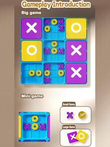 3x3 XO Tic Tac Toe Board Game, Early Education Desktop Game For Logical Thinking Training, Children's Educational Toy, Parent-Child Interactive Fun Battle Board Game, Brain-Training Logic Puzzle Board Game - Multicolor - View 8