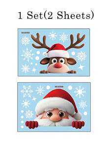 1 Set Christmas Snowflake Glass Window Stickers, Christmas Sticker Decor, Holiday Snowflake Santa Claus Reindeer Snowman Stickers, Christmas Decoration Stickers, Holiday Party Decor, Christmas - A - View 10