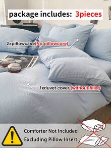 3pcs Solid Color Duvet Cover Set, Ultra Soft Breathable Microfiber Double-Layer Gauze All-Season Bedding, Machine Washable Fade/Pill/Shrink-Resistant, Fresh INS Room Decor For King Queen Full Twin, Home Dorm Guest Room Vacation Rental Gift - Multicolor - View 9