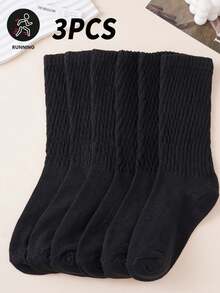 3 Pairs Fashion Minimalist Long Tube Slouch Socks, Daily Versatile Long Slouch Socks, Casual Sports Socks, Unisex, Suitable For Couples, Breathable And Comfortable, Holiday Gift - Multicolor - View 6