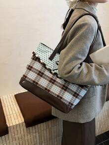 Vintage Sweet Style Elegant Exquisite Five-Pointed Star Print Bow Decor Handbag, Suitable For Friends Gathering, Dating - Multicolor - View 3
