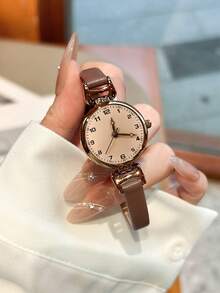 1 Vintage Ladies' Watch, High-Quality Student Style, Lightweight, Luxurious, Casual And Fashionable Small Dial Quartz Watch, Perfect For Holiday Gifts - Brown - View 7