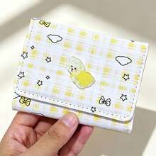 Cartoon Plaid Short Wallet, Girl's Tri-Fold Wallet, Puppy Short Wallet, Card Holder, Coin Purse, Portable Plaid Small Wallet - Multicolor - View 9