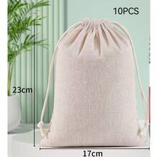 10pcs Beige Drawstring Gift Bags Multi-Size Optional Gift Packaging Storage Bags Holiday Event Party Birthday Wedding DIY Gift Packaging Bags Household Breathable Grain Storage Bags - AA - View 13