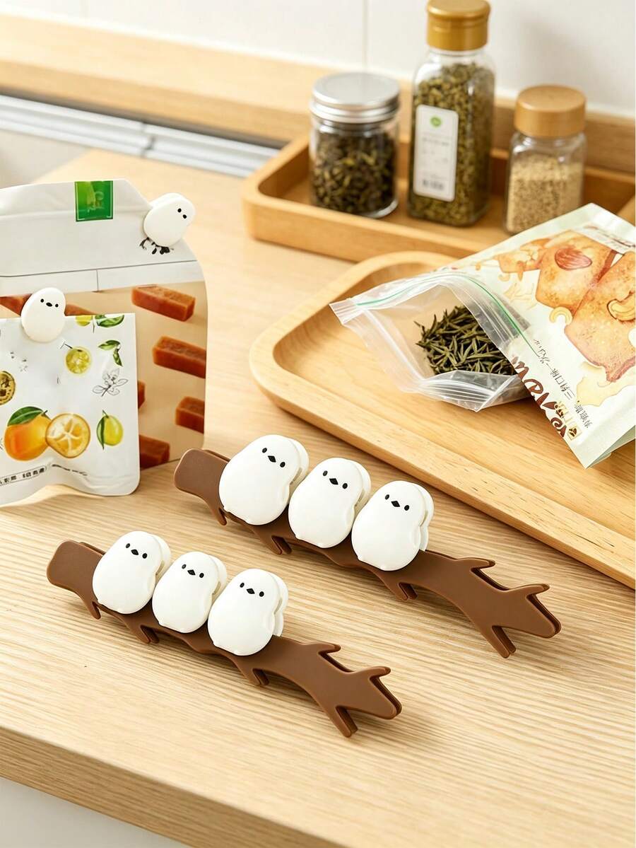 Cute 3D Bird-Shaped Magnetic Food Sealing Clips, Strong Magnet Snack & Bread Bag Clips For Kitchen Storage Organization, Refrigerator Magnet Decor, Reusable Bag Sealing Clips For Summer Vacation, Outdoor BBQ Picnic, Camping, Back To School - Multicolor - View 1