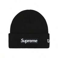 Supreme Unisex Box Logo Knit Beanie, Classic Embroidered Cuffed Skull Cap, Streetwear Warm Winter Knitted Hat Black