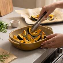 1pc Rectangular Ceramic Baking Dish With Double Handles, Oven- Baking Cookware, Vintage Glazed Kitchen Serving Plate - View 10
