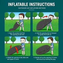 2pcs/Set Black & Orange Contrast Color Camping Inflatable Sofa, Single Person With Headrest, Suitable For Camping, Hiking, Backyard, Patio Leisure, Slouchy Air Lounger, Portable Foldable Storage, Sit & Lie Dual Use, Outdoor Bedding, Outdoor Inflatable Mattress - Multicolor - View 8