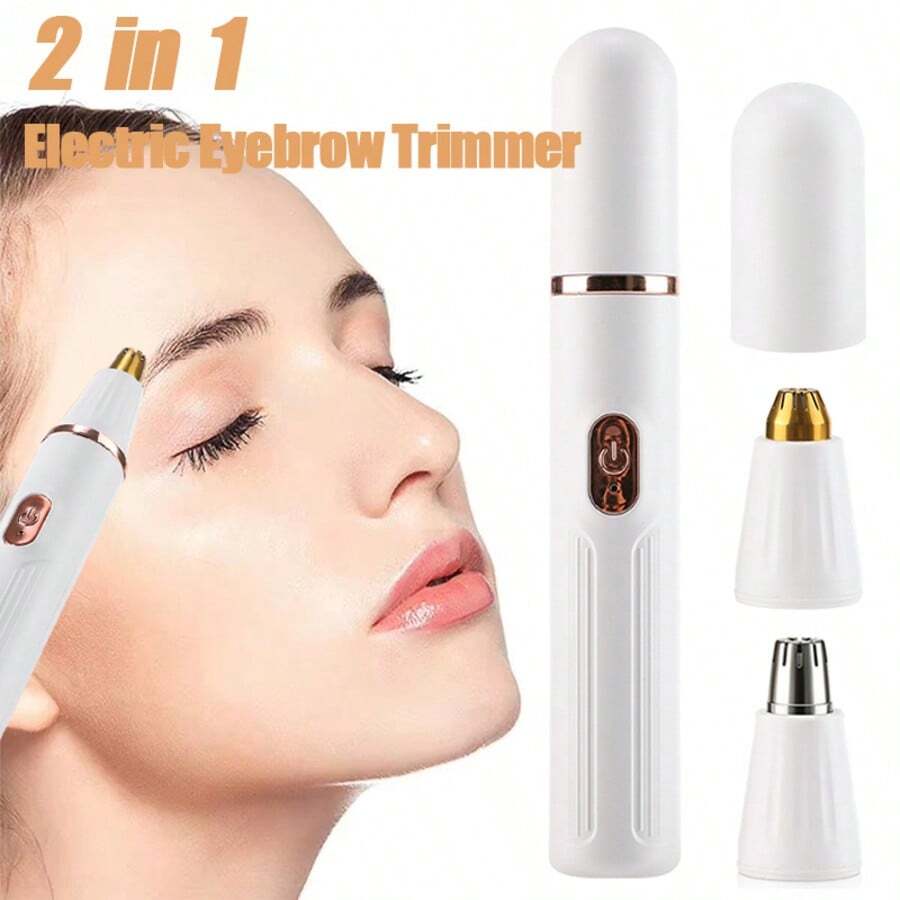 2-In-1 Portable Electric Eyebrow Trimmer, Nose Hair Trimmer, Pen-Style Hair Removal Device, USB Rechargeable Painless Precision Eyebrow And Nose Hair Trimmer, Easy To Clean, Suitable For Facial Eyebrows And Nose Hair Trimming, Ideal For Beginners, Essential Makeup Tool - View 1