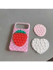 3pcs Combination Suction Cup Strawberry Silicone Suction Cup/Heart Silicone Suction Cup Phone Stand Sticker, Silicone Suction Cup Phone Sticker, Compatible With All Apple Models And Android Tablets, Cute Gift For Girls - Multicolor - View 16