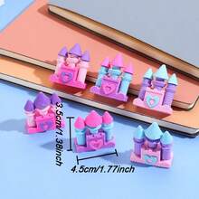 6 Buah Penghapus 3D Berbentuk Kastil Kreatif Tema Putri Impian - Hadiah Alat Tulis yang Sangat Menarik untuk Siswa - A - View 2